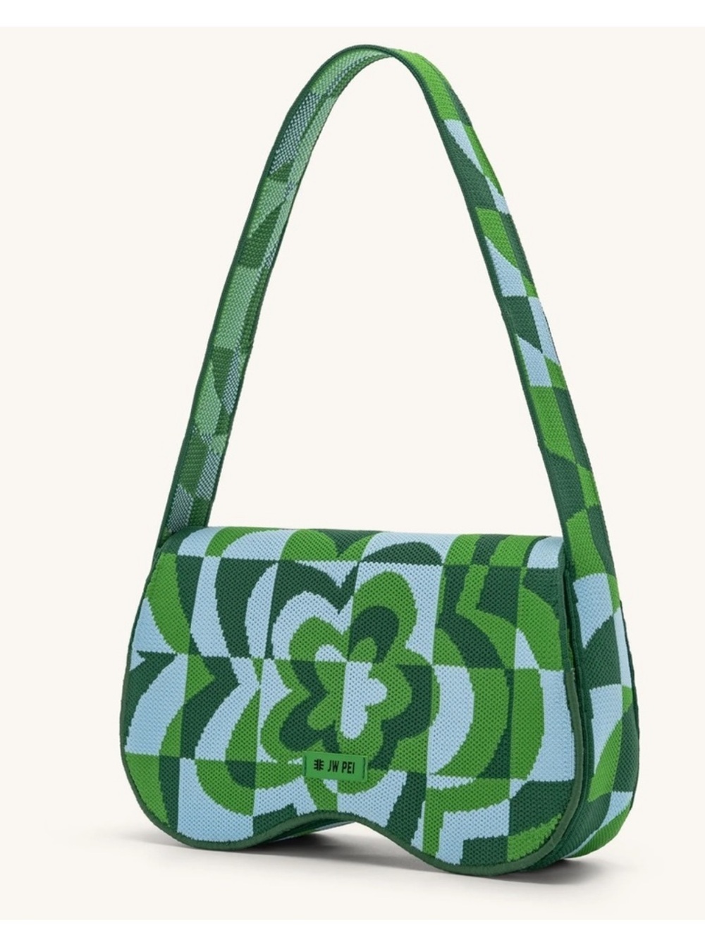 JW PEI BECCI KNITTED SHOULDER BAG Geometric Floral-Pattern